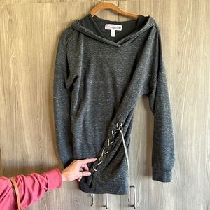 Women’s hoodie with rhinestone side ties